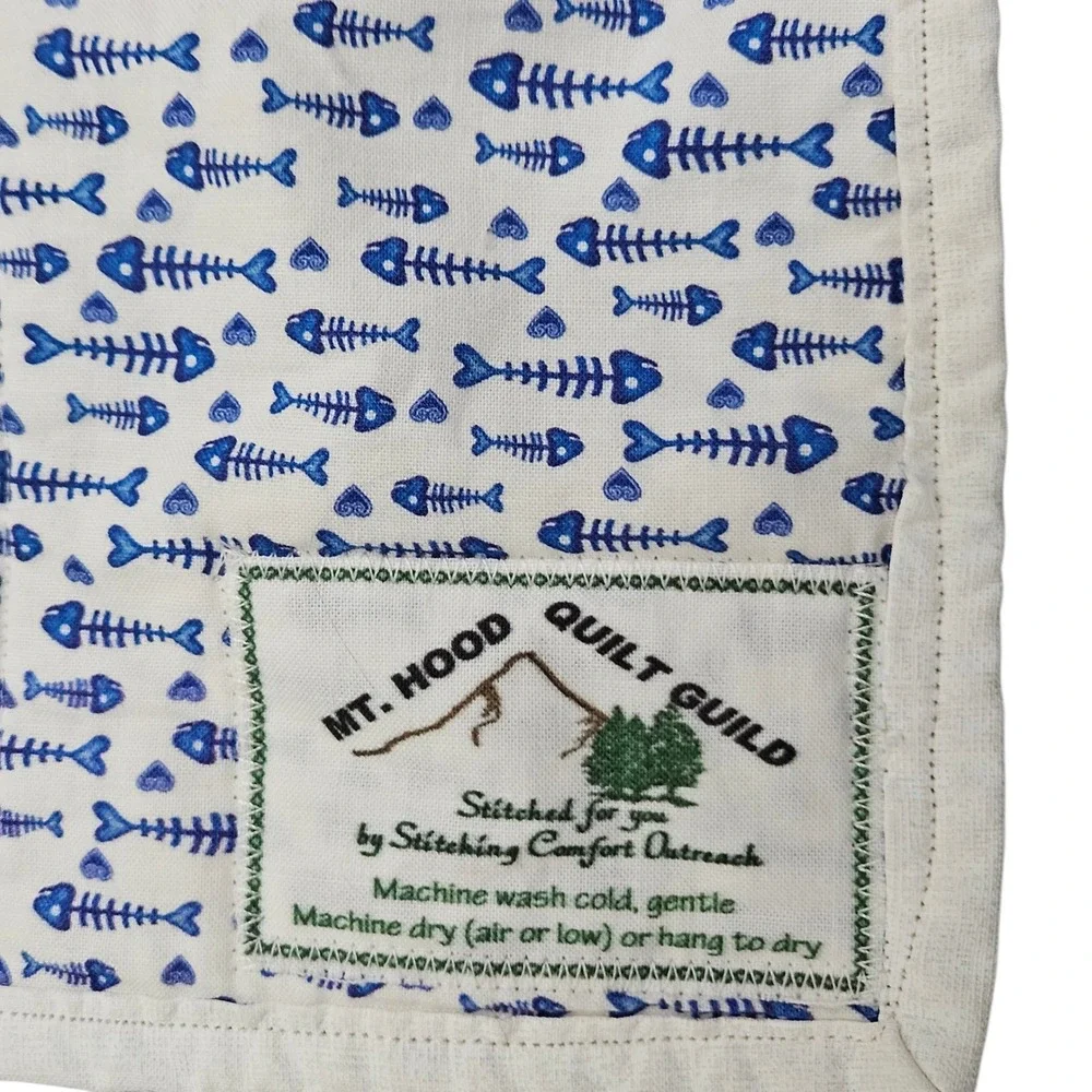 Handmade Cat Lover Quilt Patchwork White Blue Brown‎ Kitten Adult Throw Blanket